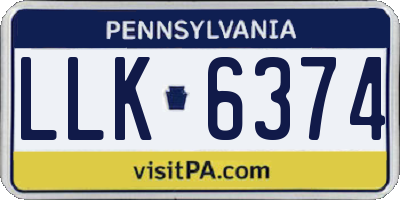 PA license plate LLK6374