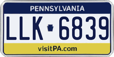 PA license plate LLK6839