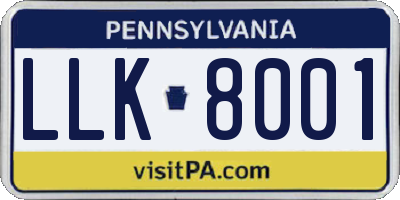 PA license plate LLK8001