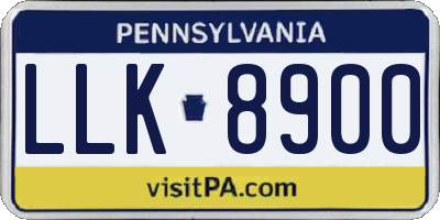 PA license plate LLK8900