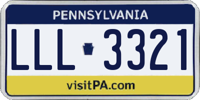 PA license plate LLL3321