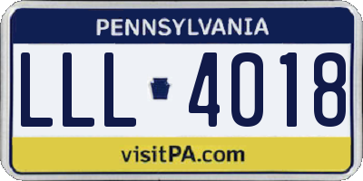 PA license plate LLL4018