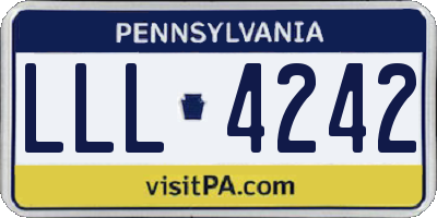 PA license plate LLL4242