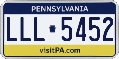 PA license plate LLL5452