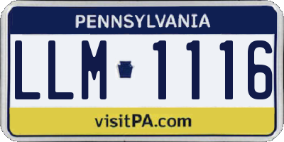 PA license plate LLM1116