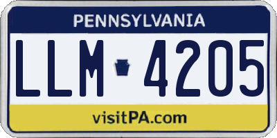 PA license plate LLM4205