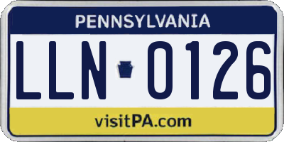 PA license plate LLN0126
