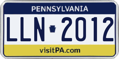 PA license plate LLN2012