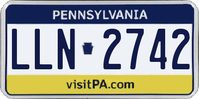PA license plate LLN2742