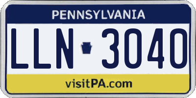 PA license plate LLN3040