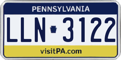 PA license plate LLN3122