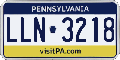 PA license plate LLN3218