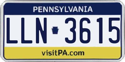 PA license plate LLN3615