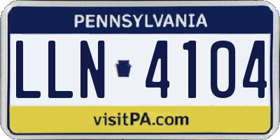 PA license plate LLN4104