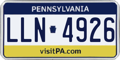 PA license plate LLN4926