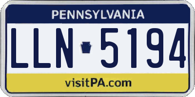 PA license plate LLN5194