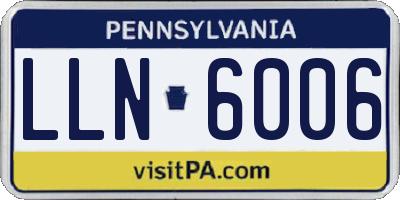 PA license plate LLN6006