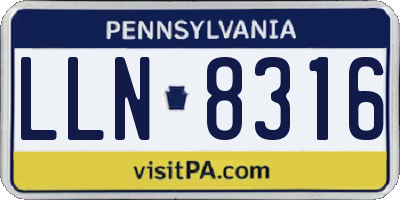 PA license plate LLN8316
