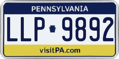 PA license plate LLP9892