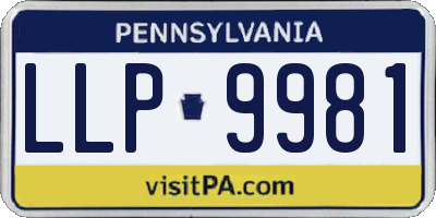 PA license plate LLP9981