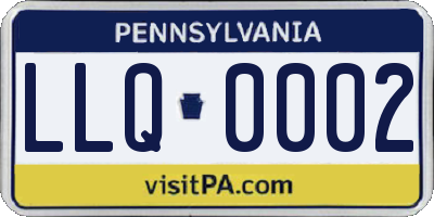PA license plate LLQ0002