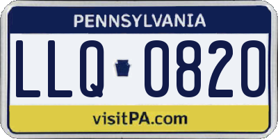 PA license plate LLQ0820