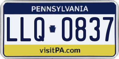 PA license plate LLQ0837