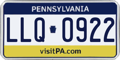 PA license plate LLQ0922