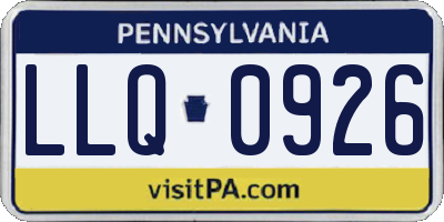 PA license plate LLQ0926