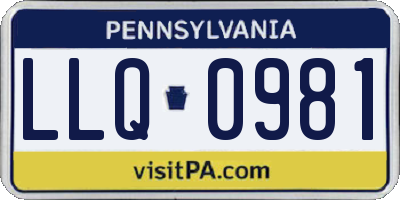 PA license plate LLQ0981