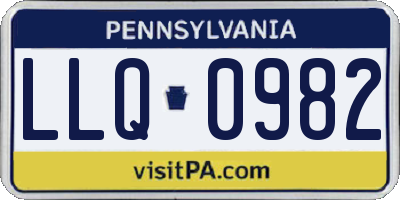 PA license plate LLQ0982