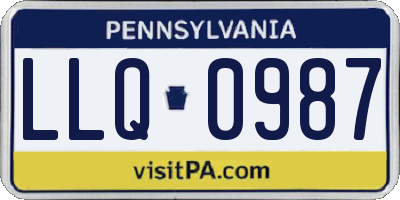 PA license plate LLQ0987