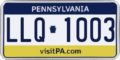 PA license plate LLQ1003