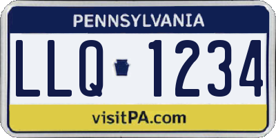 PA license plate LLQ1234