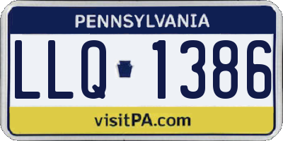 PA license plate LLQ1386