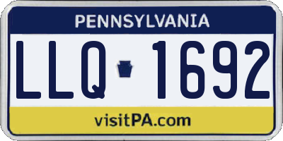 PA license plate LLQ1692