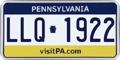PA license plate LLQ1922