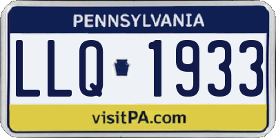 PA license plate LLQ1933