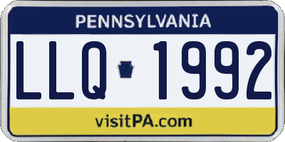 PA license plate LLQ1992