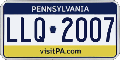 PA license plate LLQ2007