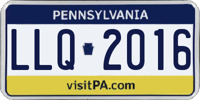 PA license plate LLQ2016
