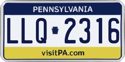PA license plate LLQ2316