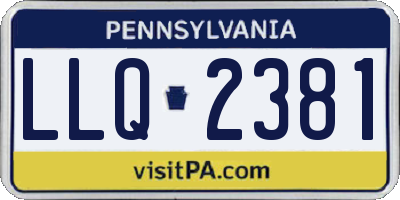 PA license plate LLQ2381