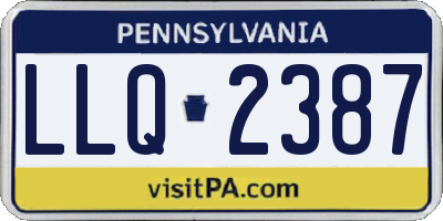 PA license plate LLQ2387