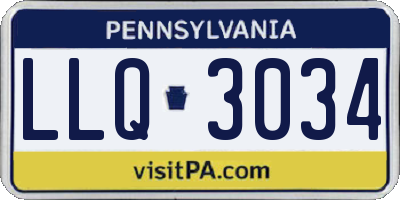 PA license plate LLQ3034