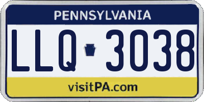 PA license plate LLQ3038