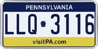 PA license plate LLQ3116