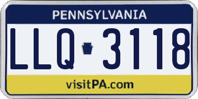 PA license plate LLQ3118