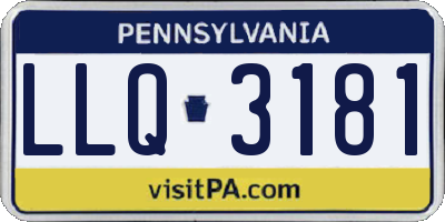PA license plate LLQ3181