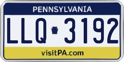 PA license plate LLQ3192